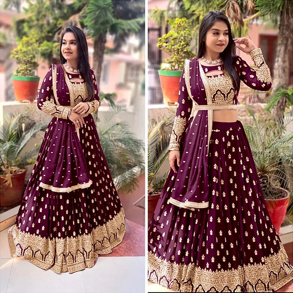 রেডিমেড জর্জেট এমব্রয়ডারি পার্টি ড্রেস