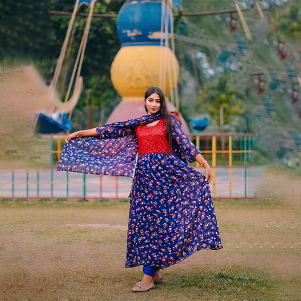 China Georgette Gown Three Piece